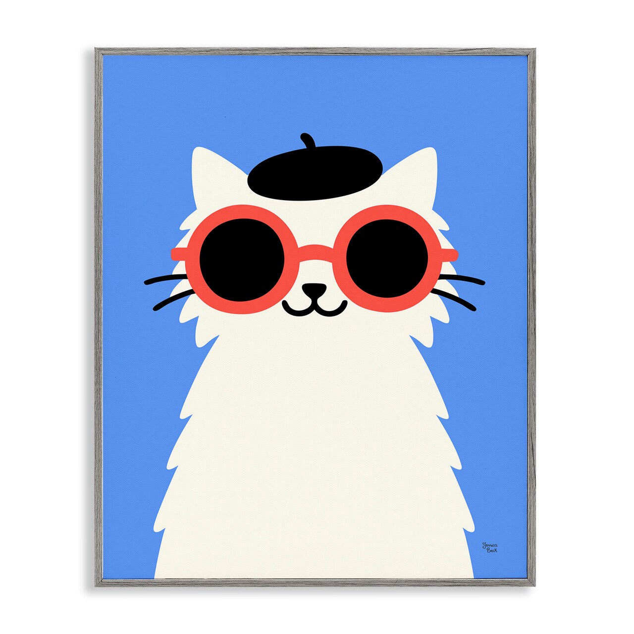 Stupell Industries Stylish French Cat Framed Giclee, design by Jessica Beck